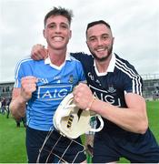6 July 2016; Dublin players Cian Hendricken, left, and Jonathan Treacy celebrate after the Bord Gáis Energy Leinster GAA Hurling U21 Championship Final match between Offaly and Dublin at O'Connor Park in Tullamore, Co Offaly. Photo by David Maher/Sportsfile