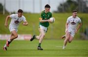 6 July 2016; Seán Reilly of Meath in action against Brian McLoughlin, left, and David Marnell of Kildare during the Electric Ireland Leinster GAA Football Minor Championship Semi-Final match between Meath and Kildare at Páirc Tailteann in Navan, Co Meath. Photo by Piaras Ó Mídheach/Sportsfile