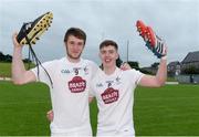 6 July 2016; Aaron Masterson, left, and David Marnell of Kildare celebrate after the Electric Ireland Leinster GAA Football Minor Championship Semi-Final match between Meath and Kildare at Páirc Tailteann in Navan, Co Meath. Photo by Piaras Ó Mídheach/Sportsfile