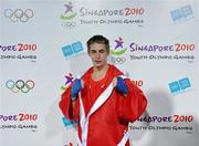 22 August 2010; Ryan Burnett, Ireland, after his victory over Zohidjon Hoorboyev, Uzbekistan, following their Men's Light Fly 48Kg Semi-Final. Burnett won the bout 2-1 to advance to the final. 2010 Youth Olympic Games, Bisham Stadium, Singapore. Picture credit: James Veale / SPORTSFILE