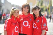 22 August 2010; Cork supporterds Sinead O'Callaghan, from Banteer, Cork, left, with Caroline Murphy and Michelle Lynch, Bartlemy, Cork, at the GAA Football All-Ireland Championship Semi-Finals. GAA Football All-Ireland Senior Championship Semi-Final, Dublin v Cork, Croke Park, Dublin. Picture credit: Stephen McCarthy / SPORTSFILE