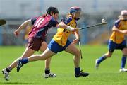 22 August 2010; Chloe Morey, Clare, in action against Clodagh McGrath, Galway. All-Ireland Minor A Camogie Championship Final, Galway v Clare, Semple Stadium, Thurles, Co. Tipperary. Picture credit: Matt Browne / SPORTSFILE
