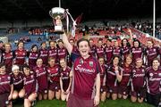 22 August 2010; The Galway captain, Laura Donnellan, lifts the cup. All-Ireland Minor A Camogie Championship Final, Galway v Clare, Semple Stadium, Thurles, Co. Tipperary. Picture credit: Matt Browne / SPORTSFILE