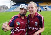 22 August 2010; Niamh Kilkenny and Regina Glynn, left, Galway, celebrate after the game. Gala All-Ireland Senior Camogie Championship Semi-Final Replay, Galway v Cork, Semple Stadium, Thurles, Co. Tipperary. Picture credit: Matt Browne / SPORTSFILE