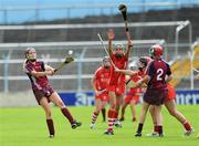 22 August 2010; Aislinn Connolly, Galway, in action against Orla Cotter and Denise Cronin, Cork. Gala All-Ireland Senior Camogie Championship Semi-Final Replay, Galway v Cork, Semple Stadium, Thurles, Co. Tipperary. Picture credit: Matt Browne / SPORTSFILE