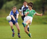 22 August 2010; Joanne Doonan, Fermanagh, in action against Karen McGrath, Waterford. All-Ireland Ladies Football U16B Shield Final, Waterford v Fermanagh, St Rynagh's, Banagher, Co. Offaly. Picture credit: Oliver McVeigh / SPORTSFILE