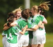 22 August 2010; The Fermanagh players celebrate at the final whistle. All-Ireland Ladies Football U16B Shield Final, Waterford v Fermanagh, St Rynagh's, Banagher, Co. Offaly. Picture credit: Oliver McVeigh / SPORTSFILE