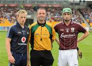 21 August 2010; The Galway captain David Burke, and Dublin captain Finn McGarry, with referee Jason O'Mahoney before the game. Bord Gais Energy GAA Hurling Under 21 All-Ireland Championship Semi-Final, Galway v Dublin, O'Connor Park, Tullamore, Co. Offaly. Picture credit: Ray McManus / SPORTSFILE