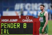 9 July 2016; Barry Pender of Ireland after failing to clear 2.19m during the Men's High Jump qualifying round on day four of the 23rd European Athletics Championships at the Olympic Stadium in Amsterdam, Netherlands. Photo by Brendan Moran/Sportsfile