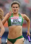 9 July 2016; Jenna Bromell of Ireland in action during the Women's 4 x 400m Relay qualifying round on day four of the 23rd European Athletics Championships at the Olympic Stadium in Amsterdam, Netherlands. Photo by Brendan Moran/Sportsfile
