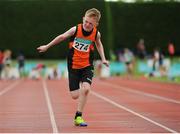 9 July 2016; Tom McCutheon of Nenagh Olmypic A.C., Co Tipperary, 274, on his way to winning the U13 Men 80m during the GloHealth National Juvenile Relay & B Championships at the Tullamore Harriers Stadium in Tullamore, Offaly. Photo by Sam Barnes/Sportsfile