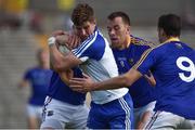 9 July 2016; Darren Hughes of Monaghan in action against Michael Quinn, left, Michael Brady and Darren Gallagher, right, of Longford during the GAA Football All-Ireland Senior Championship - Round 2B match between Monaghan and Longford at St Tiernach's Park in Clones, Monaghan. Photo by Sportsfile