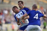 9 July 2016; Vinny Corey of Monaghan in action against Barry Gillian, left, and Dermot Brady of Longford during the GAA Football All-Ireland Senior Championship - Round 2B match between Monaghan and Longford at St Tiernach's Park in Clones, Monaghan. Photo by Sportsfile
