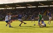 9 July 2016; Robbie Smith of Longford shoots to score his side's second goal during the GAA Football All-Ireland Senior Championship - Round 2B match between Monaghan and Longford at St Tiernach's Park in Clones, Monaghan. Photo by Sportsfile