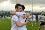 9 July 2016; Fionn Dowling and Eoin Doyle, behind, of Kildare celebrate after the GAA Football All-Ireland Senior Championship - Round 2B match between Kildare and Offaly at St Conleth's Park in Newbridge, Kildare.  Photo by Piaras Ó Mídheach/Sportsfile