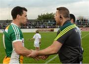9 July 2016; Kildare manager Cian O'Neill with Niall McNamee of Offaly after the GAA Football All-Ireland Senior Championship - Round 2B match between Kildare and Offaly at St Conleth's Park in Newbridge, Kildare.  Photo by Piaras Ó Mídheach/Sportsfile