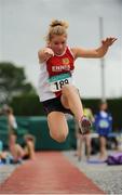 9 July 2016; Jessica Jaielska of Ennis Track A.C., Co Clare, competing in the U14 Women Long Jump during the GloHealth National Juvenile Relay & B Championships at the Tullamore Harriers Stadium in Tullamore, Offaly. Photo by Sam Barnes/Sportsfile