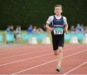 9 July 2016; Ben Calvin of Corran A.C., Co Sligo,  on his way to winning the U12 Men 600m during the GloHealth National Juvenile Relay & B Championships at the Tullamore Harriers Stadium in Tullamore, Offaly. Photo by Sam Barnes/Sportsfile