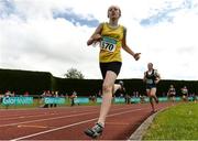 9 July 2016; Aniela Borkowska Hogan of North Cork A.C., Co Cork, on her way to finishing third in the U13 Women 600m during the GloHealth National Juvenile Relay & B Championships at the Tullamore Harriers Stadium in Tullamore, Offaly. Photo by Sam Barnes/Sportsfile