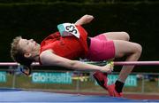 9 July 2016; Karla Kelly of Fr Murphy A.C., Co Meath, on her way to finishing second in the U14 Women High Jump during the GloHealth National Juvenile Relay & B Championships at the Tullamore Harriers Stadium in Tullamore, Offaly. Photo by Sam Barnes/Sportsfile