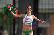 10 July 2016; Sara Moreira of Portugal celebrates winning gold in the Women's Half Marathon on day five of the 23rd European Athletics Championships at the Olympic Stadium in Amsterdam, Netherlands. Photo by Brendan Moran/Sportsfile