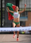 10 July 2016; Sara Moreira of Portugal celebrates winning gold in the Women's Half Marathon on day five of the 23rd European Athletics Championships at the Olympic Stadium in Amsterdam, Netherlands. Photo by Brendan Moran/Sportsfile