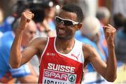 10 July 2016; Tadesse Abraham of Switzerland celebrates winning gold in the Men's Half Marathon on day five of the 23rd European Athletics Championships at the Olympic Stadium in Amsterdam, Netherlands. Photo by Brendan Moran/Sportsfile