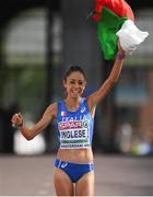 10 July 2016; Veronica Inglese of Italy celebrates winning silver in the Women's Half Marathon on day five of the 23rd European Athletics Championships at the Olympic Stadium in Amsterdam, Netherlands. Photo by Brendan Moran/Sportsfile