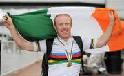 24 August 2010; Mark Rohan, from Athlone, Co. Westmeath, returns home after securing Ireland's first ever Paracycling World Championship Gold Medal by winning the H1 Handcycling Road Race in Baie-Comeau Canada. Dublin Airport, Dublin. Picture credit: Brian Lawless / SPORTSFILE
