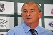 24 August 2010; Ireland manager Noel King speaking during the Irish Women’s U17 World Cup squad announcement. Irish Women’s U17 World Cup squad announcement, FAI Headquarters, Abbotstown, Dublin. Picture credit: Barry Cregg / SPORTSFILE