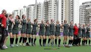 24 August 2010; Ireland's players celebrate after beating South Africa 3-1 in a classification 5th/6th girls' hockey match. 2010 Youth Olympic Games, Sengkang Hockey Stadium, Singapore.