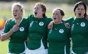 24 August 2010; Ireland players sing Ireland's Call before the match. 2010 Women's Rugby World Cup - Pool B, Ireland v USA, Surrey Sports Park, Guildford, England. Picture credit: Matt Impey / SPORTSFILE