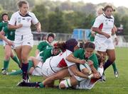 24 August 2010; Tania Rosser, Ireland, scores her side's fourth try. 2010 Women's Rugby World Cup - Pool B, Ireland v USA, Surrey Sports Park, Guildford, England. Picture credit: Matt Impey / SPORTSFILE