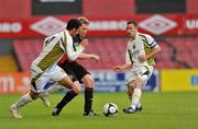 24 August 2010; Mark O' Reilly, Bohemians A, in action against Eamon Zayed, left, and Phillip Hand, Sporting Fingal A. Newstalk Cup Final, Bohemians A v Sporting Fingal A, Dalymount Park, Dublin. Picture credit: Barry Cregg / SPORTSFILE