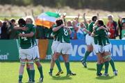 24 August 2010, Ireland players celebrate their crucial victory over the USA. 2010 Women's Rugby World Cup - Pool B, Ireland v USA, Surrey Sports Park, Guildford, England. Picture credit: Matt Impey / SPORTSFILE