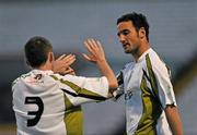 24 August 2010; Eamon Zayed, right, Sporting Fingal A, celebrates with team-mate Phillip Hand after scoring his side's first goal. Newstalk Cup Final, Bohemians A v Sporting Fingal A, Dalymount Park, Dublin. Picture credit: Barry Cregg / SPORTSFILE