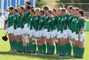 24 August 2010; Ireland players line up for the anthems. 2010 Women's Rugby World Cup - Pool B, Ireland v USA, Surrey Sports Park, Guildford, England. Picture credit: Matt Impey / SPORTSFILE