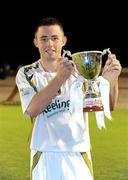 24 August 2010; Phillip Hand, Sporting Fingal A, with the cup after the game. Newstalk Cup Final, Bohemians A v Sporting Fingal A, Dalymount Park, Dublin. Picture credit: Barry Cregg / SPORTSFILE