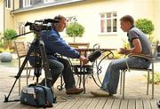 24 August 2010; Tipperary's Brendan Maher is interviewed during a media day ahead of GAA Hurling All-Ireland Senior Championship Final 2010, Horse & Jockey, Co. Tipperary. Picture credit: Brendan Moran / SPORTSFILE