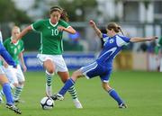 25 August 2010; Fiona O'Sullivan, Republic of Ireland, in action against Michal Ravitz, Israel. FIFA 2011 Women's World Cup Qualifier, Republic of Ireland v Israel, Carlisle Grounds, Bray, Co. Wicklow. Picture credit: Matt Browne / SPORTSFILE
