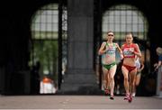 10 July 2016; Claire McCarthy of Ireland and Anna Sofie Holm Baumeister of Denmark in action during the Women's Half Marathon on day five of the 23rd European Athletics Championships at the Olympic Stadium in Amsterdam, Netherlands. Photo by Brendan Moran/Sportsfile