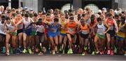 10 July 2016; Athletes vie for position at the start of the Men's Half Marathon on day five of the 23rd European Athletics Championships at the Olympic Stadium in Amsterdam, Netherlands. Photo by Brendan Moran/Sportsfile