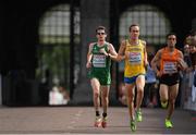 10 July 2016; Paul Pollock of Ireland and Mikael Ekvall of Sweden and Khalid Choukoud of the Netherlands in action during the Men's Half-Marathon on day five of the 23rd European Athletics Championships at the Olympic Stadium in Amsterdam, Netherlands. Photo by Brendan Moran/Sportsfile