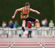 10 July 2016; Harry Nevin, from Leevale AC, Co Cork, jumps the last hurdle on his way to winning the boys under-13 60m hurdles during the GloHealth National Juvenile Track & Field Championships Day 1 at Tullamore Harriers Stadium, Tullamore. Photo by Matt Browne/Sportsfile