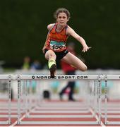10 July 2016; Laura Frawley, from St. Mary's AC, Limerick, jumps the last hurdle on her way to winning the girls under-13 60m hurdles during the GloHealth National Juvenile Track & Field Championships Day 1 at Tullamore Harriers Stadium, Tullamore. Photo by Matt Browne/Sportsfile