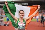 10 July 2016; Ciara Mageean of Ireland celebrates winning a bronze medal in the Women's 1500m Final on day five of the 23rd European Athletics Championships at the Olympic Stadium in Amsterdam, Netherlands. Photo by Brendan Moran/Sportsfile