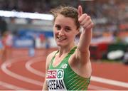 10 July 2016; Ciara Mageean of Ireland celebrates winning a bronze medal in the Women's 1500m Final on day five of the 23rd European Athletics Championships at the Olympic Stadium in Amsterdam, Netherlands. Photo by Brendan Moran/Sportsfile