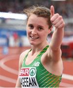 10 July 2016; Ciara Mageean of Ireland celebrates winning a bronze medal in the Women's 1500m Final on day five of the 23rd European Athletics Championships at the Olympic Stadium in Amsterdam, Netherlands. Photo by Brendan Moran/Sportsfile