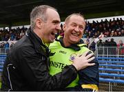 10 July 2016; Clare manager Colm Collins celebrates with selector David O'Brien, left, after the GAA Football All-Ireland Senior Championship - Round 2A match between Clare and Laois at Cusack Park in Ennis, Clare. Photo by Piaras Ó Mídheach/Sportsfile