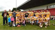 10 July 16; The Antrim players celebrating with the Liam Harvey cup after the Ulster GAA Hurling Senior Championship Final match between Antrim and Armagh at Derry GAA Centre of Excellence in Owenbeg, Derry. Photo by Oliver McVeigh/Sportsfile